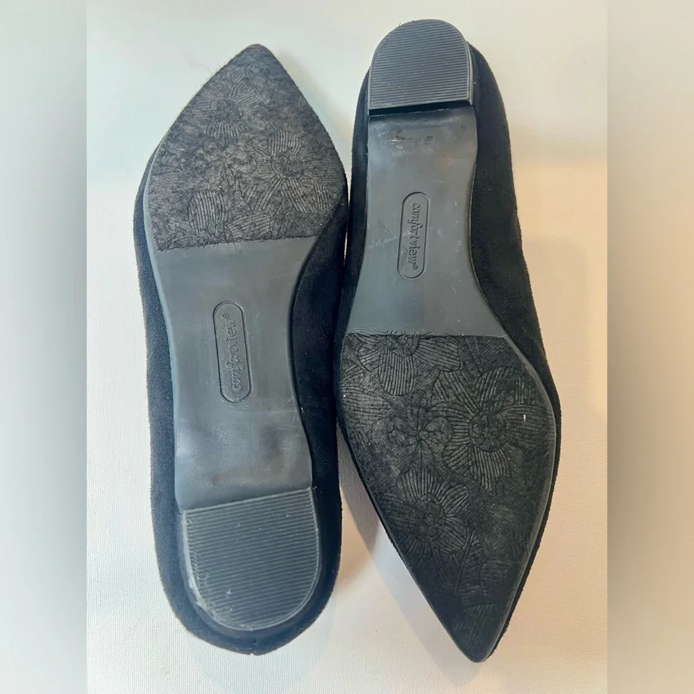 Comfortview Victorian Style Black Suede Women’s Slip-On Loafers Point Toe - Picture 7 of 7